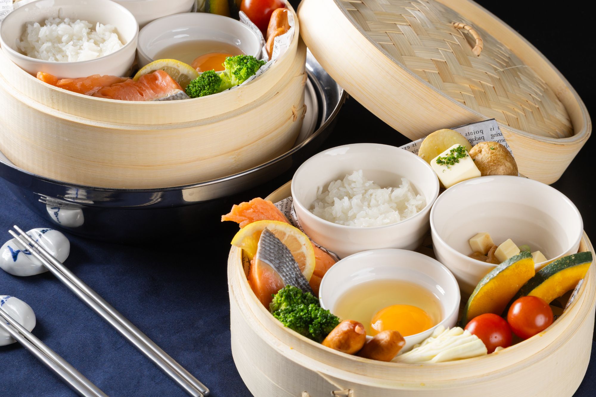 A breakfast of steamer baskets and dim sum