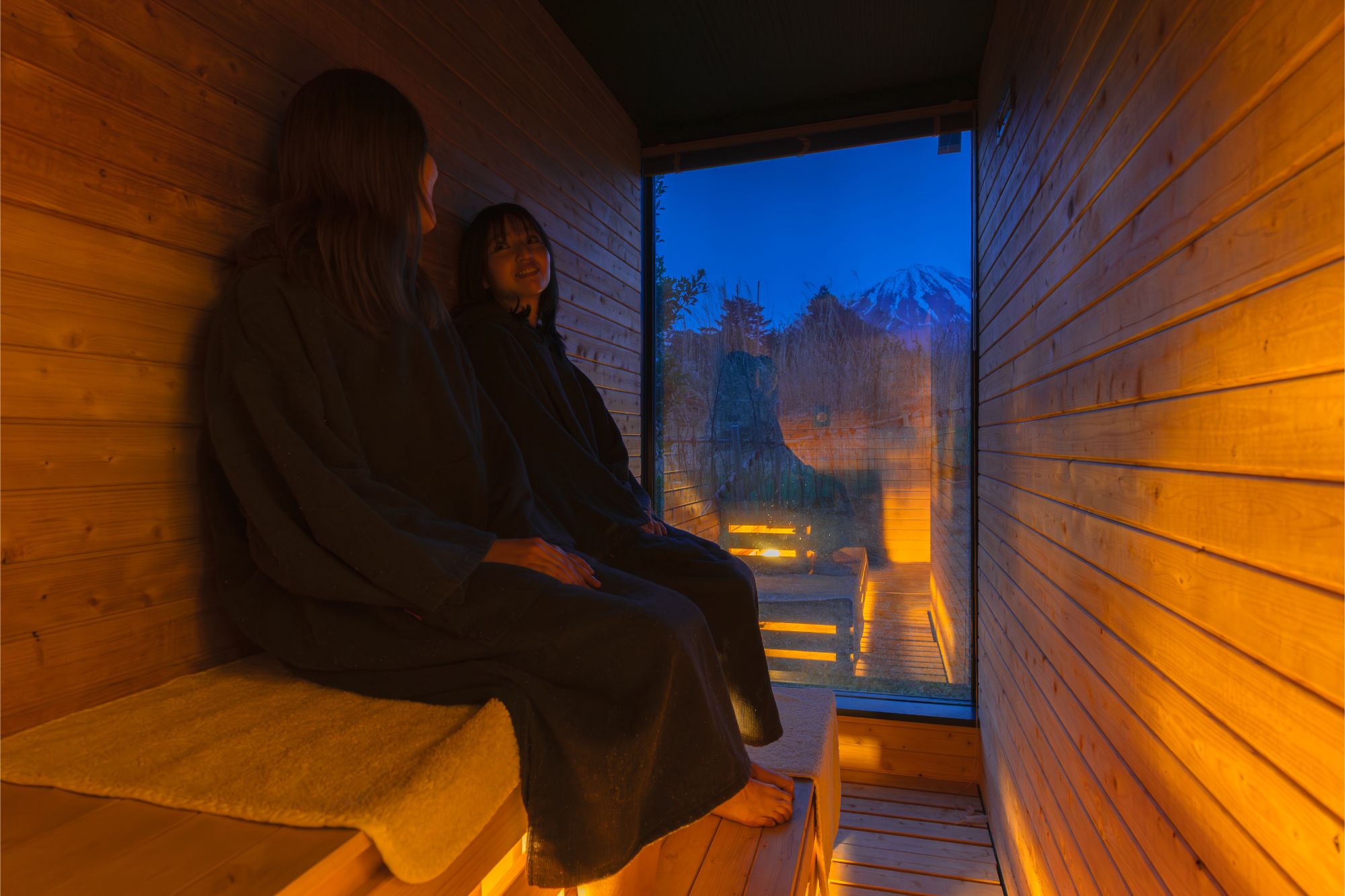 A sauna inside a guest room